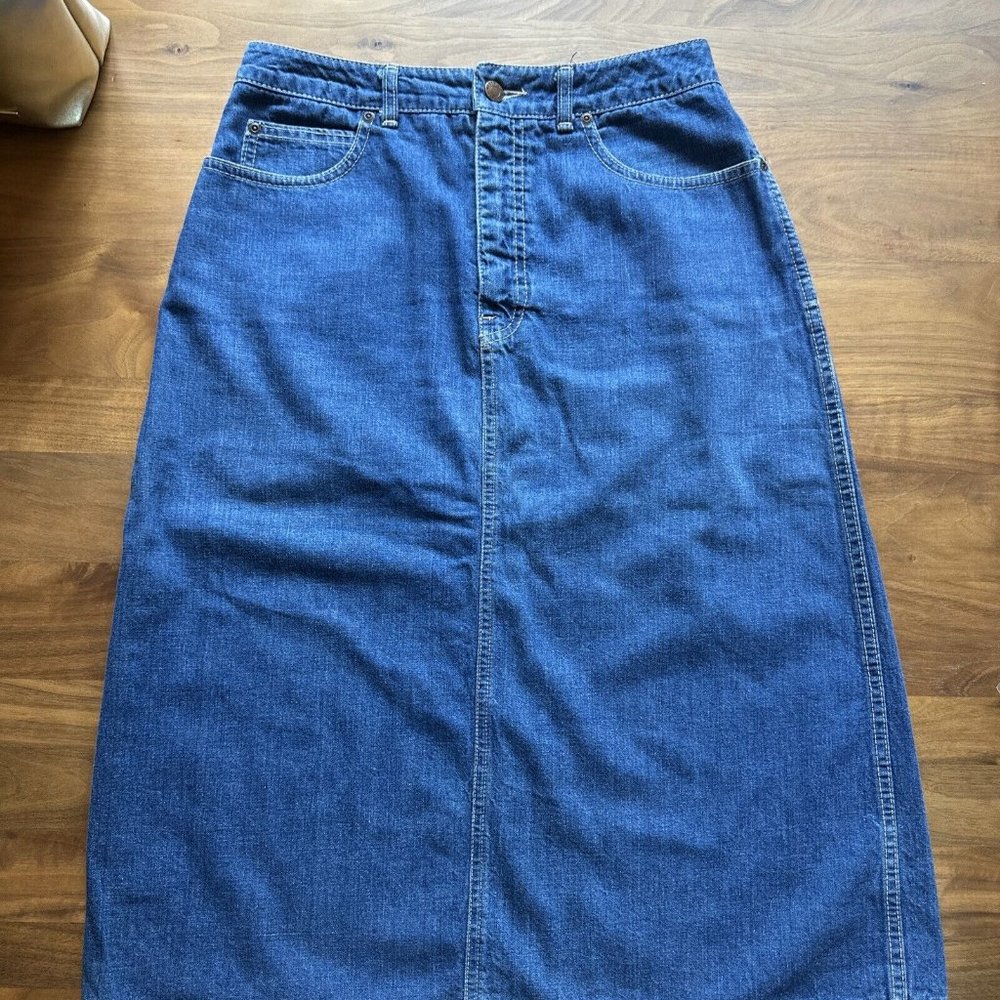 Vintage High Waist Denim Midi Skirt